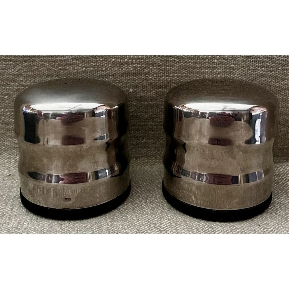 MCM Salt & Pepper Shaker Set 18-8 Stainless Mid Century Danish Modern Aesthetic